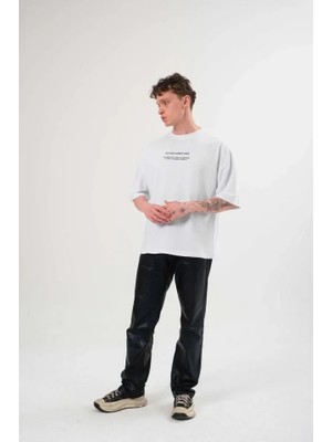 Modi Green Baskılı Unisex Günlük Stil Beyaz Bisiklet Yaka Oversize Tişört