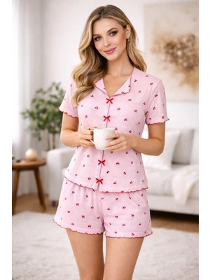 Kadın Pemilo 01689 Kısa Kol Kaşkorse Şortlu Pijama Takımı