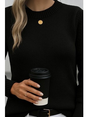 Modi Green Kadın Zarif Dokunuş Uzun Kollu Bisiklet Yaka Triko Bluz