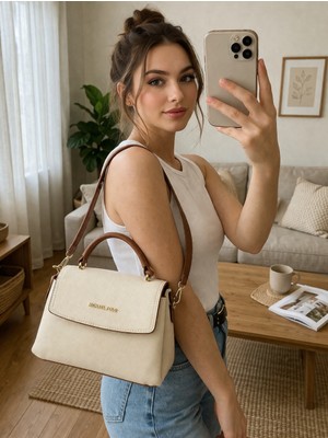 Michael Polo Kadın 3 Bölmeli Ayarlanabilir Uzun Askılı Günlük El ve Omuz Çantası