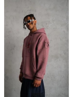 Modi Green Baskılı Erkek Gül Kurusu Maske Kapüşonlu Sweat