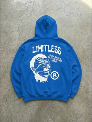 Modi Green Baskılı Erkek Saks Mavisi Premium Üç Iplik Içi Pamuklu Kanguru Cepli Kapüşonlu Sweatshirt