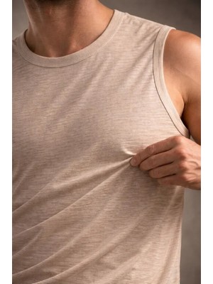 Modi Green Erkek Taş Flamlı Kumaş Sıfır Kolsuz Basic Spor Üst, Günlük ve Fitness Kullanımına Uygun Atlet