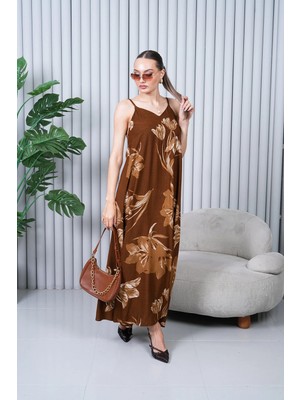 Navy Tam Boy Askılı Pileli Viskon Elbise