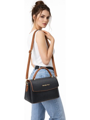 Michael Polo Kadın 3 Bölmeli Ayarlanabilir Uzun Askılı Günlük El ve Omuz Çantası