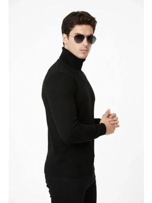 Modi Green Yumuşak Dokulu Kadın Sıcak Tutan Siyah Tam Boğazlı Balıkcı Yaka Pamuklu Ince Dokuma Uzun Kollu Triko Kazak