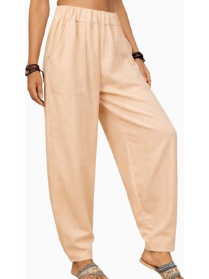 Modi Green Kadın Rahat Kullanım Yüksek Bel Cep Detaylı Pantolon