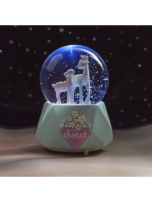 PremiumPort Büyük Boy Mavi Kar Küresi Işıklı, Müzikli ve Püskürtmeli Eğlence Seti