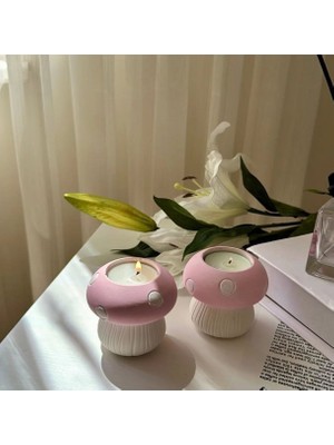 Elbu Collection 2 Li Pembe Mantar Şamdan Set