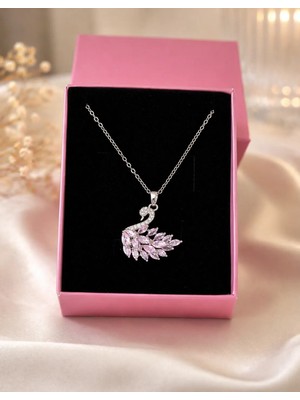 Gözde Aksesuarım Pembe Kuğu Kolye Çelik