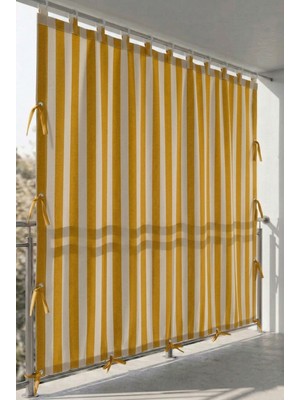 Ceylan Home Üstten Halkalı, 3 Tarafı Kuş Gözlü Bahçe Brandası | Balkon & Teras Perdesi | Sarı Kalın