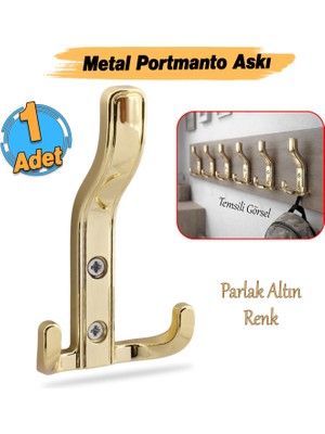 Badem10 Aytuğ Portmanto 1 Adet Parlak Gold Dolap Askılık Duvar Askılığı Vestiyer Mutfak Elbise Kıyafet Askı
