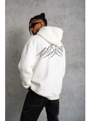 Modi Green Erkek Salaş Stil Beyaz Nihilist Penguen Özel Tasarım Oversize Kapüşonlu Sweatshirt