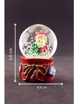 PremiumPort Mini Noel Baba ve Çam Ağacı Temalı 6,5 cm Kar Küresi, Yeni Yıl Dekorasyonu