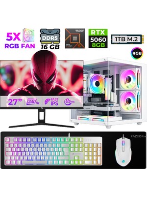 Xaser Live X40 Ryzen 5 7500F 16GB Ddr5 Ram 1tb M.2 Nvme SSD 8gb RTX5060 27" 240Hz Masaüstü Oyuncu Bilgisayarı
