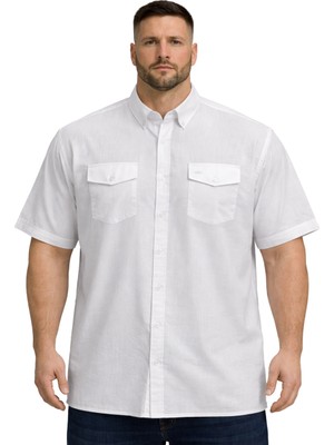 Battal Moda Battalmoda Erkek Büyük Beden Çift Cepli Kısa Kollu Gömlek 3xl-4xl-5xl-6xl-7xl-8xl