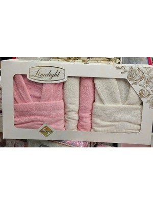 Limelight Select Ekonomik Aile Bornoz Seti (6 Parça)-Krem Pembe