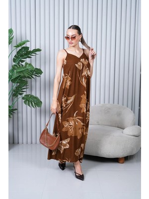 Navy Tam Boy Askılı Pileli Viskon Elbise