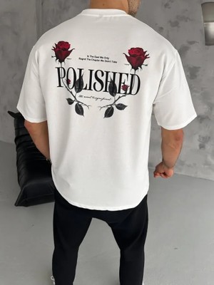 Modi Green Baskılı Unisex Günlük Stil Beyaz Bisiklet Yaka Oversize Tişört