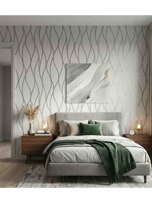 Oskar Elips Desenli Gümüş Silinebilir Duvar Kağıdı 5 Metrekare