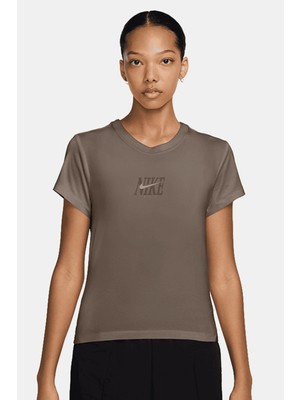 Nike Slim Phoenix Womens Brown Tshirt Kısa Kollu Kadın Tişört Kahverengi