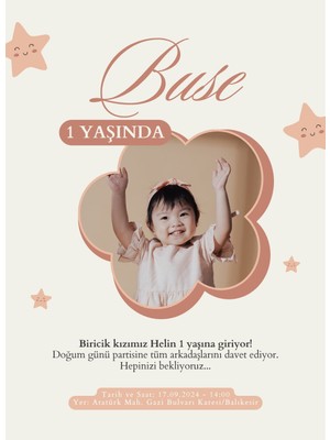 İnci Mode Çocuk Doğum Günü Davetiyesi 1 Yaş,6 Ay Kınası Organizasyon 12 Adet