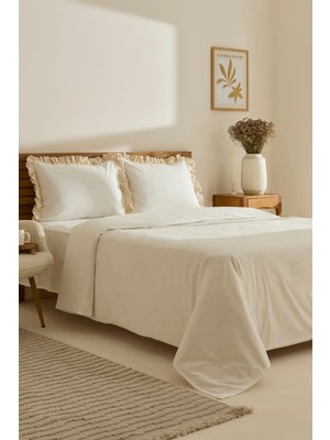 Kaşmir Home Lisa %100 Pamuk Çift Kişilik Nevresim Takımı Offwhite