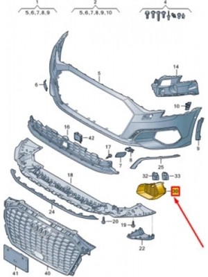 TŞT Audi  A3  Sd/sb- 2021-2025  Sis Lamba Kapağı Sol Sıyah/gümüs Grı (Tyg) Oem No (8Y0807671TB2)