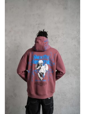 Modi Green Yıldırım Figür Baskılı Erkek Gül Kurusu Kapüşonlu Sweatshirt