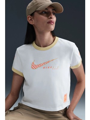 HQ1707-100 Nike Air Zoom Club Ss Tee Moto Rgr Womens White Tshirt Kısa Kollu Kadın Tişört Beyaz
