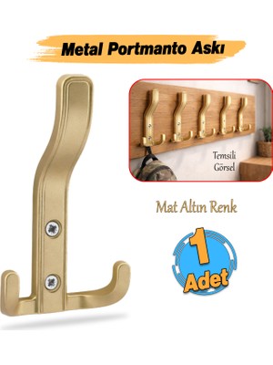 Badem10 (1 Adet) Aytuğ Portmanto Mat Altın Dolap Askılık Duvar Askılığı Vestiyer Mutfak Elbise Kıyafet Askı