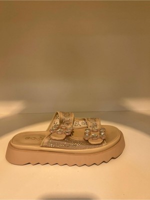 Guja 25Y342 Çift Tokalı Taş Desenli Kadın Konfor Terlik