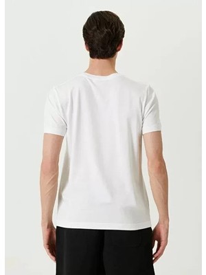 Modi Green Soft Dokulu Unisex Günlük Stil Kar Beyazı Bisiklet Yaka Regular Fit Tişört