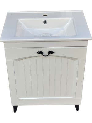 Akademik Mimarlık Turkuaz Seramik Cerastyle Arte Etajerli Lavabo 65*45 cm (Banyo Dolabı Dahil)