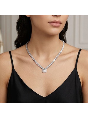 Pigado Paslanmaz Çelik Taşlı Baget Kadın Kolye