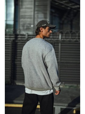 Modi Green Kadın Günlük Stil Gri Kışlık Bisiklet Yaka Üç Iplik Basic Sweatshirt