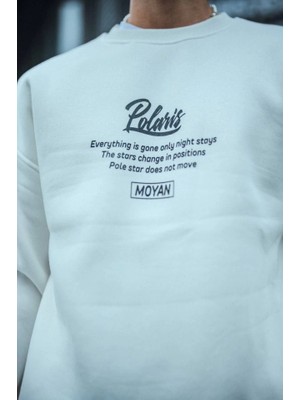 Modi Green Arka Baskılı Kadın Günlük Stil Beyaz Kışlık Bisiklet Yaka Ön ve Sweatshirt