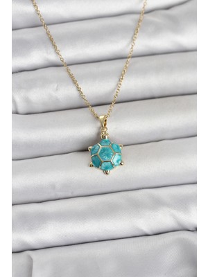 Pileli Store 316L Çelik Zincir Gold Renk Kaplumbağa Model Kadın Kolye - TJ-BKO11022