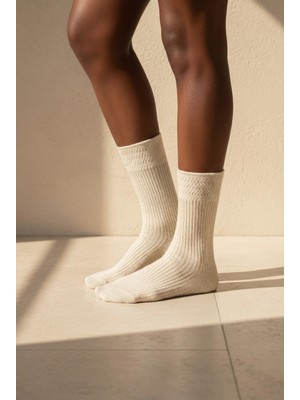 Katia & Bony Kadın Örgü Desenli Soket Çorap Ekru