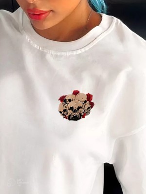 Modi Green Baskılı Unisex Beyaz Kar Beyazı Retro Oversize Tişört