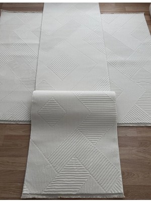 Nova Halı 3'lü Yatak Odası Halısı Takımı Seti Antialerjik Modern Kalın Sık Dokuma Bambu Tarz