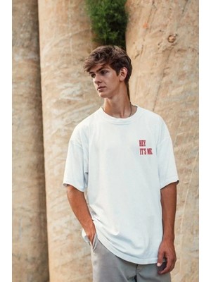 Modi Green Unisex Günlük Stil Kar Beyazı Saf Pamuk Pamuklu Oversize Tişört