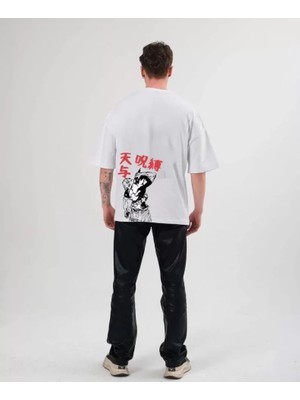 Modi Green Baskılı Unisex Günlük Stil Beyaz Vintage Pop-Culture Oversize Tişört