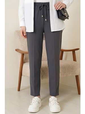 İmaj Butik Füme Bel Lastikli Cepli Dabıl Havuç Pantolon