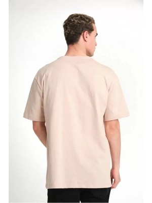 Modi Green Unisex Günlük Stil Kum Beji Sade Tasarım Rahat Kesim Tişört