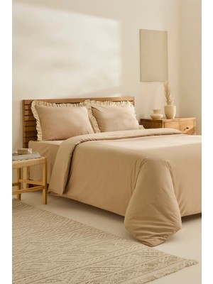 Kaşmir Home Lisa %100 Pamuk Çift Kişilik Nevresim Takımı Bej