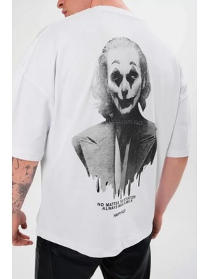 Modi Green Soft Dokulu Unisex Günlük Stil Beyaz Arktik Seri Oversize Tişört