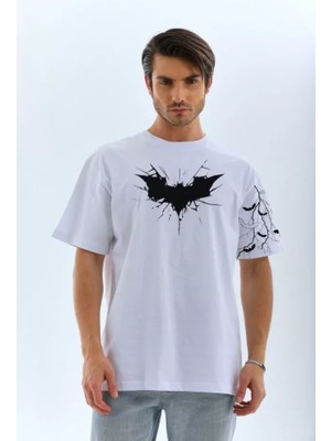 Modi Green Baskılı Unisex Günlük Stil Beyaz Multi-Graphic Tasarım Oversize Tişört