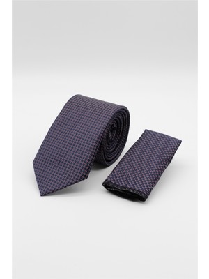 İmza Lacivert-Kırmızı Desenli 7 Cm Kravat 1090260118