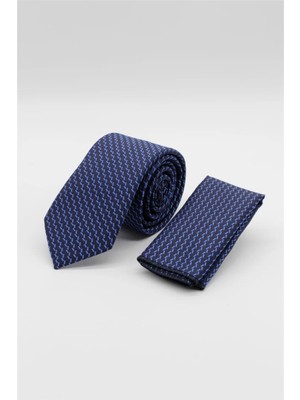 İmza Lacivert - Mavi Desenli 6 cm Kravat 1090255119